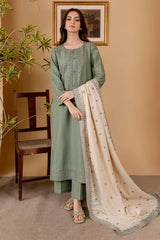 BATIK - 3PC DHANAK EMBROIDERED SHIRT WITH DHANAK EMBROIDERED SHAWL AND TROUSER - HZG1479