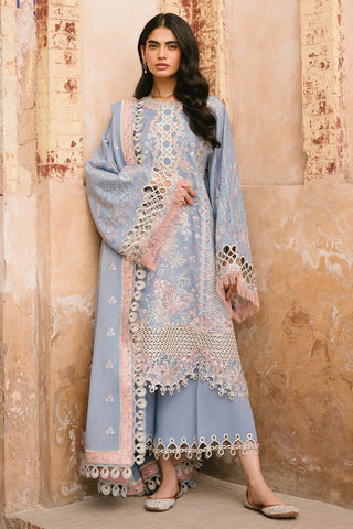 BIN ILYAAS - 3PC LAWN EMBROIDERED SHIRT WITH MANAAR PRINTED DUPATTA AND TROUSER - HZG2277