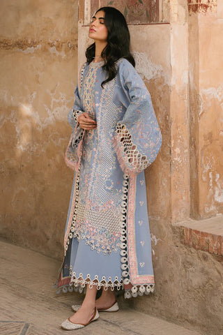 BIN ILYAAS - 3PC LAWN EMBROIDERED SHIRT WITH MANAAR PRINTED DUPATTA AND TROUSER - HZG2277