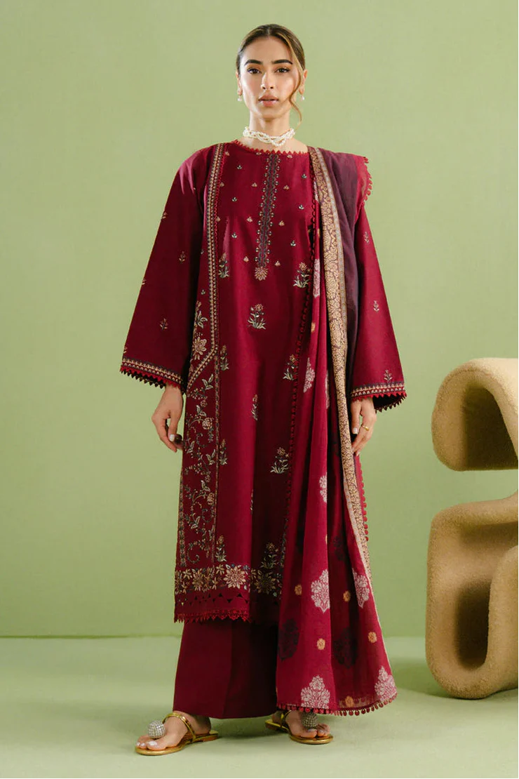 BEECHTREE - 3PC LAWN EMBROIDERED SHIRT WITH CHIFFON PRINTED DUPATTA AND TROUSER - HZG2757