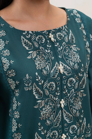 SAPPHIRE - 3PC DHANAK EMBROIDERED SHIRT WITH TWILL PRINTED SHAWL AND TROUSER - HZG2379