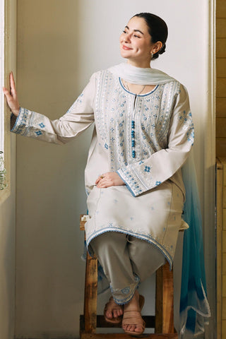 ZARA SHAH JAHAN - 3PC LAWN EMBROIDERED SHIRT WITH CHIFFON PRINTED DUPATTA AND TROUSER - HZG1571