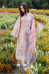 MUSHQ - 3PC LAWN LASERWORK EMBROIDERED SHIRT WITH CHIFFON PRINTED DUPATTA AND TROUSER - HZG2767