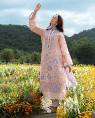 MUSHQ - 3PC LAWN LASERWORK EMBROIDERED SHIRT WITH CHIFFON PRINTED DUPATTA AND TROUSER - HZG2767