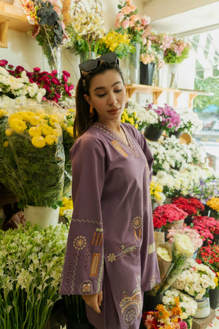 URGE - 2PC DHANAK EMBROIDERED SHIRT AND EMBROIDERED TROUSER - HZU2528