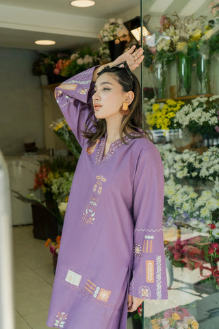 URGE - 2PC DHANAK EMBROIDERED SHIRT AND EMBROIDERED TROUSER - HZU2528