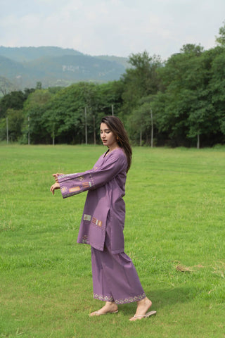 URGE - 2PC DHANAK EMBROIDERED SHIRT AND EMBROIDERED TROUSER - HZU2528