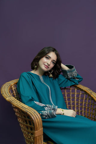 URGE - 2PC DHANAK EMBROIDERED SHIRT WITH DHANAK EMBROIDERED TROUSER - HZG1851