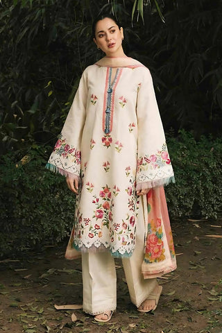 ZARA SHAH JAHAN - 3PC LAWN EMBROIDERED SHIRT WITH MANAAR PRINTED DUPATTA AND TROUSER - HZG1640