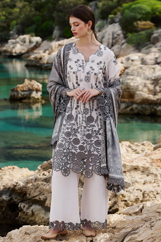 IMAGE - 3PC LAWN EMBROIDERED SHIRT WITH CHIFFON PRINTED DUPATTA AND TROUSER - HZG2166