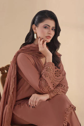 SAPPHIRE - 3PC DHANAK EMBROIDERED SHIRT WITH KHADI NET EMBROIDERED DUPATTA AND TROUSER - HZU2439