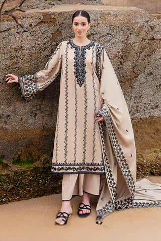 CROSS STITCH - 3PC DHANAK EMBROIDERED SHIRT WITH DHANAK EMBROIDERED DUPATTA AND TROUSER - HZU2535