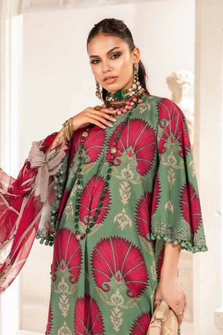 MARIA B - 3PC LAWN PRINTED SHIRT WITH DIAMOND PRINTED DUPATTA AND PRINTEDTROUSER - HZG1701