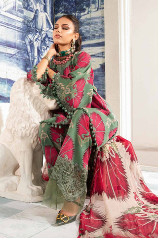 MARIA B - 3PC LAWN PRINTED SHIRT WITH DIAMOND PRINTED DUPATTA AND PRINTED TROUSER - HZG1701