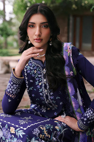 REPUBLIC WOMENSWEAR - 3PC DHANAK EMBROIDERED SHIRT WITH TWILL PRINTED SHAWL AND TROUSER - HZU2469