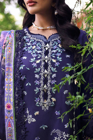 REPUBLIC WOMENSWEAR - 3PC DHANAK EMBROIDERED SHIRT WITH TWILL PRINTED SHAWL AND TROUSER - HZU2469