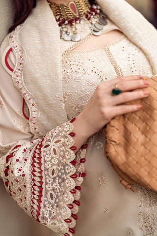 QALAMKAR - 3PC LAWN EMBROIDERED SHIRT WITH MANAAR EMBROIDERED DUPATTA AND TROUSER - HZG2124