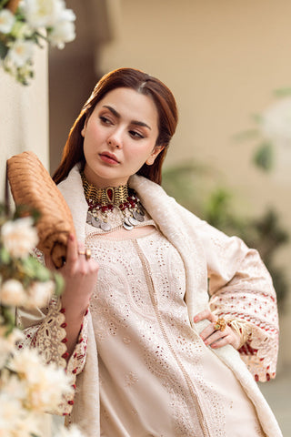 QALAMKAR - 3PC LAWN EMBROIDERED SHIRT WITH MANAAR EMBROIDERED DUPATTA AND TROUSER - HZG2124