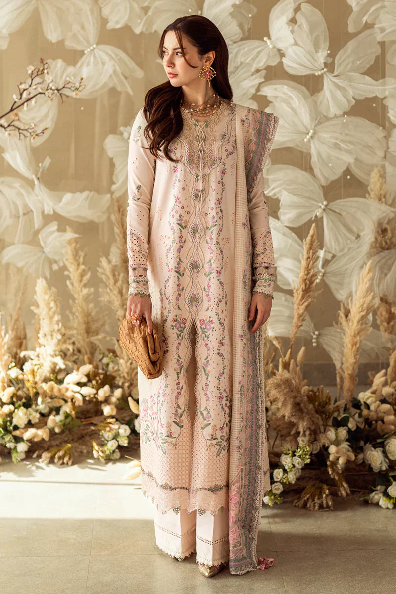 QALAMKAR - 3PC LAWN EMBROIDERED SHIRT WITH COTTON NET EMBROIDERED DUPATTA AND TROUSER - HZG2301