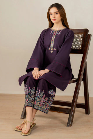 JAZMIN - 2PC DHANAK EMBROIDERED SHIRT AND EMBROIDERED TROUSER - HZG2373