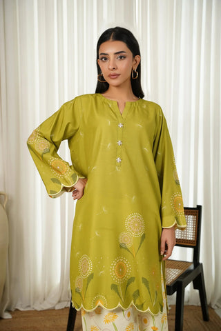ETHNC - 2PC SILK PRINTED SHIRT WITH SILK PRINTED TROUSER - HZU2502
