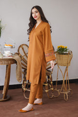 AISLING - 3PC DHANAK EMBROIDERED SHIRT WITH DHANAK EMBROIDERED DUAPATTA AND TROUSER- HZG1308