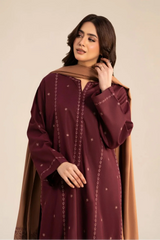 BATIK - 3PC DHANAK EMBROIDERED SHIRT DHANAK EMBROIDERED SHAWL AND TROUSER - HZG3171