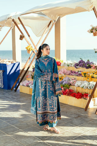 FLORENT - 3PC LAWN EMBROIDERED SHIRT WITH CHIFFON PRINTED DUPATTA AND TROUSER - HZG2299