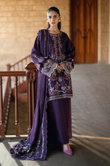 FLORENT - 3PC DHANAK EMBROIDERED SHIRT WITH DHANAK EMBROIDERED SHAWL AND TROUSER - HZG2602