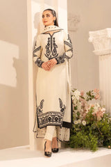 AGHA NOOR - 3PC LAWN EMBROIDERED SHIRT WITH KHADDI NET EMBROIDERED DUPATTA AND TROUSER - HZG2869