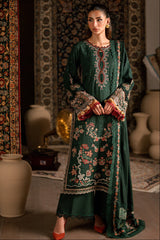 FLORENT - 3PC DHANAK EMBROIDERED SHIRT WITH DHANAK EMBROIDERED SHAWL AND TROUSER - HZG2603