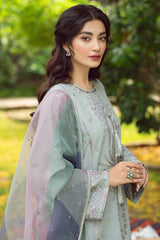 JAZMIN - 3PC LAWN EMBROIDERED SHIRT AND ORGANZA PRINTED DUPATTA WITH TROUSER - HZG1147
