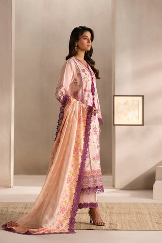 ETHNIC - 3PC LAWN EMBROIDERED SHIRT WITH MANAAR PRINTED DUPATTA  AND TROUSER - HZG2211
