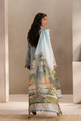 ETHNIC - 3PC LAWN EMBROIDERED SHIRT WITH MANAAR PRINTED DUPATTA  AND TROUSER - HZG2213