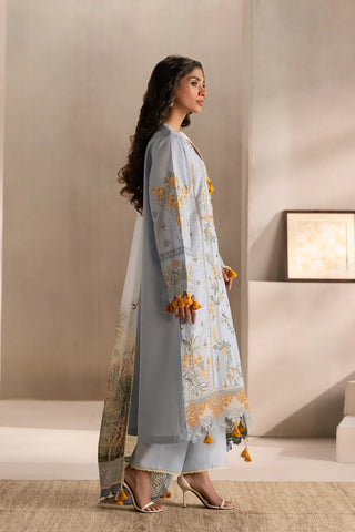 ETHNIC - 3PC LAWN EMBROIDERED SHIRT WITH MANAAR PRINTED DUPATTA  AND TROUSER - HZG2213
