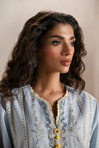 ETHNIC - 3PC LAWN EMBROIDERED SHIRT WITH MANAAR PRINTED DUPATTA  AND TROUSER - HZG2213