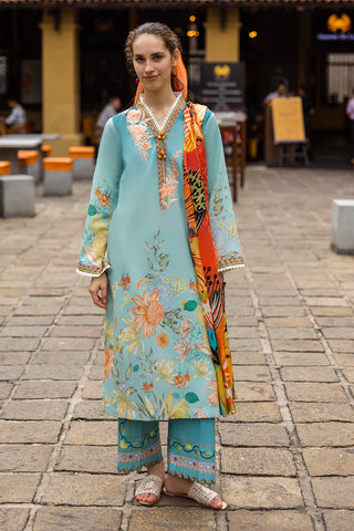 MUSHQ - 3PC LAWN PRINTED SHIRT WITH CHIFFON PRINTED DUAPTTA AND TROUSER - HZG2192