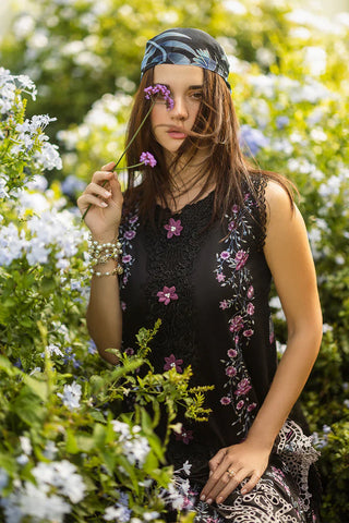 MUSHQ - 3PC DHANAK EMBROIDERED SHIRT WITH TWILL PRINTED SHAWL AND TROUSER - HZG2244