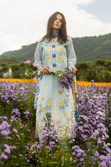 MUSHQ - 3PC DHANAK EMBROIDERED SHIRT WITH TWILL PRINTED SHAWL AND TROUSER - HZG2453