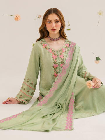 GARNET - 3PC LAWN EMBROIDERED SHIRT WITH CHIFFON EMBROIDERED DUPATTA AND TROUSER - HZG1602