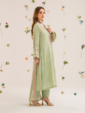 GARNET - 3PC LAWN EMBROIDERED SHIRT WITH CHIFFON EMBROIDERED DUPATTA AND TROUSER - HZG1602