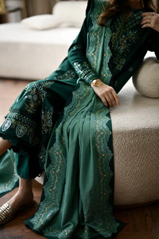 BATIK - 3PC DHANAK  EMBROIDERED SHIRT WITH DHANAK EMBROIDERED SHAWL AND TROUSER - HZU2525