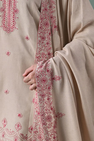 BATIK - 3PC DHANAK EMBROIDERED SHIRT WITH DHANAK EMBROIDERED SHAWL & TROUSER - HZU2565