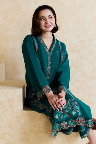 MISHKA - 2PC DHANAK EMBROIDERED SHIRT WITH DHANAK EMBROIDERED TROUSER - HZG2326