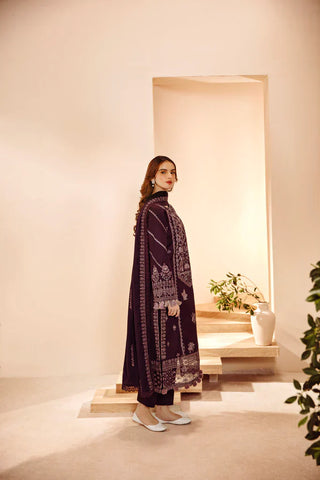 FLORENT - 3PC DHANAK EMBROIDERED SHIRT WITH DHANAK EMBROIDERED SHAWL AND TROUSER - HZG1934