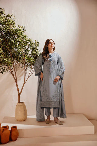 FLORENT - 3PC LAWN EMBROIDERED SHIRT WITH CHIFFON EMBROIDERED DUPATTA AND TROUSER - HZG2183