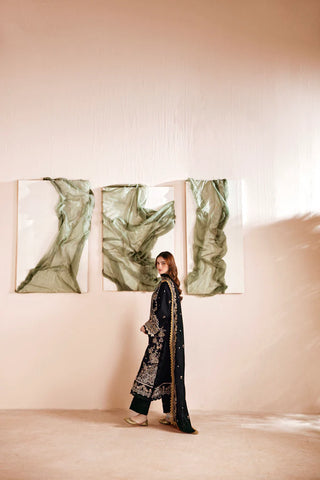 FLORENT - 3PC LAWN EMBROIDERED SHIRT WITH CHIFFON EMBROIDERED DUPATTA AND TROUSER - HZG1975