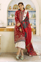 ZARA SHAH JAHAN - 3PC DHANAK EMBROIDERED SHIRT WITH DHANAK EMBROIDERED SHAWL AND TROUSER