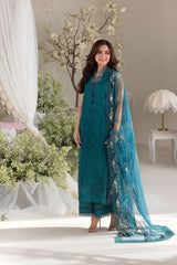SOBIA NAZIR - 3PC LAWN EMBROIDERED SHIRT WITH MANAAR PRINTED DUPATTA AND TROUSER - HZG2178
