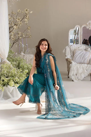 SOBIA NAZIR - 3PC LAWN EMBROIDERED SHIRT WITH COTTON NET EMBROIDERED DUPATTA AND TROUSER - HZG2178